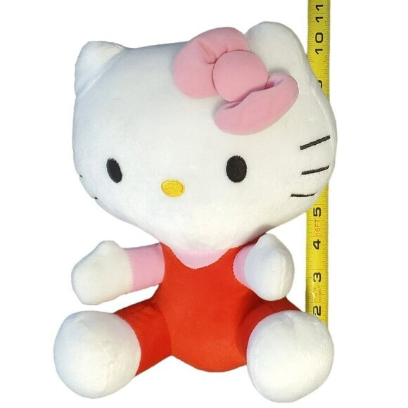 Sanrio Hello Kitty Plush Cat Stuffed Animal White Kitten Pink Bow Toy Red Suit - Picture 11 of 12